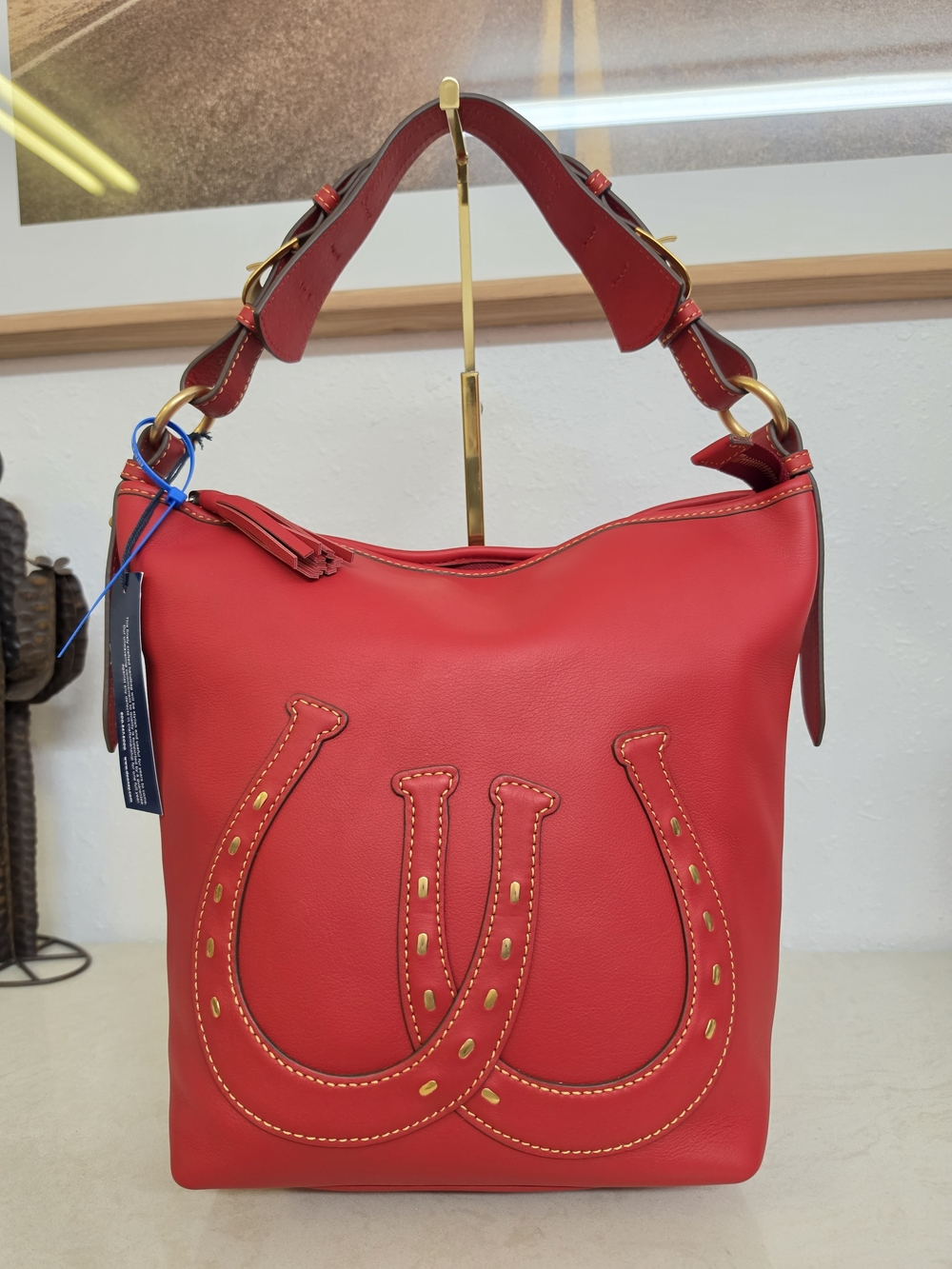 Dooney & Bourke Western Hobo Red Leather Horseshoe Bag NWT Dust Bag RARE